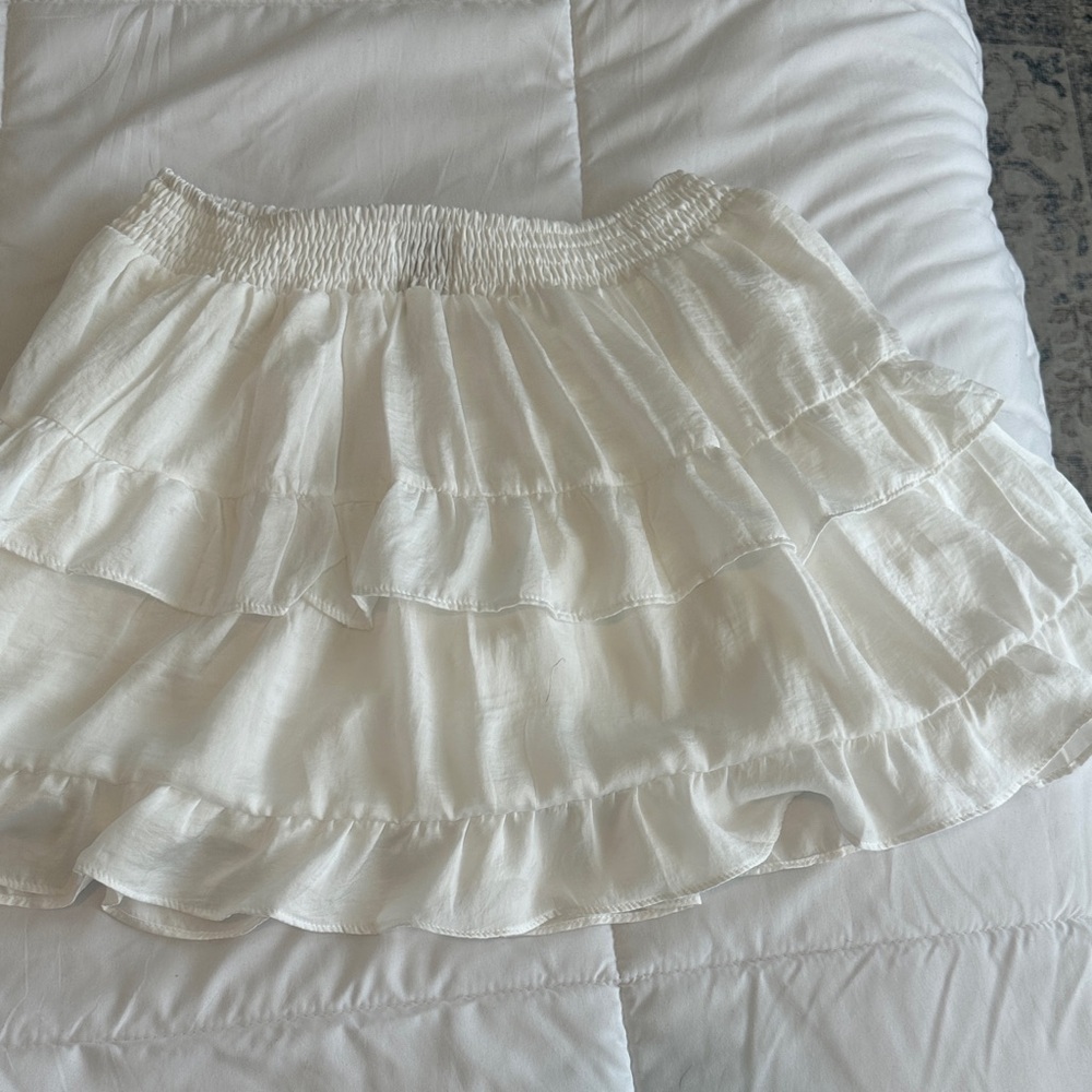 Hello Molly White Tiered Ruffle Mini Skirt